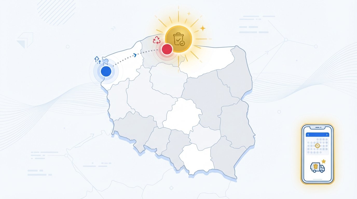 SmiecioPlan Gdynia start — panorama miasta z pojemnikami