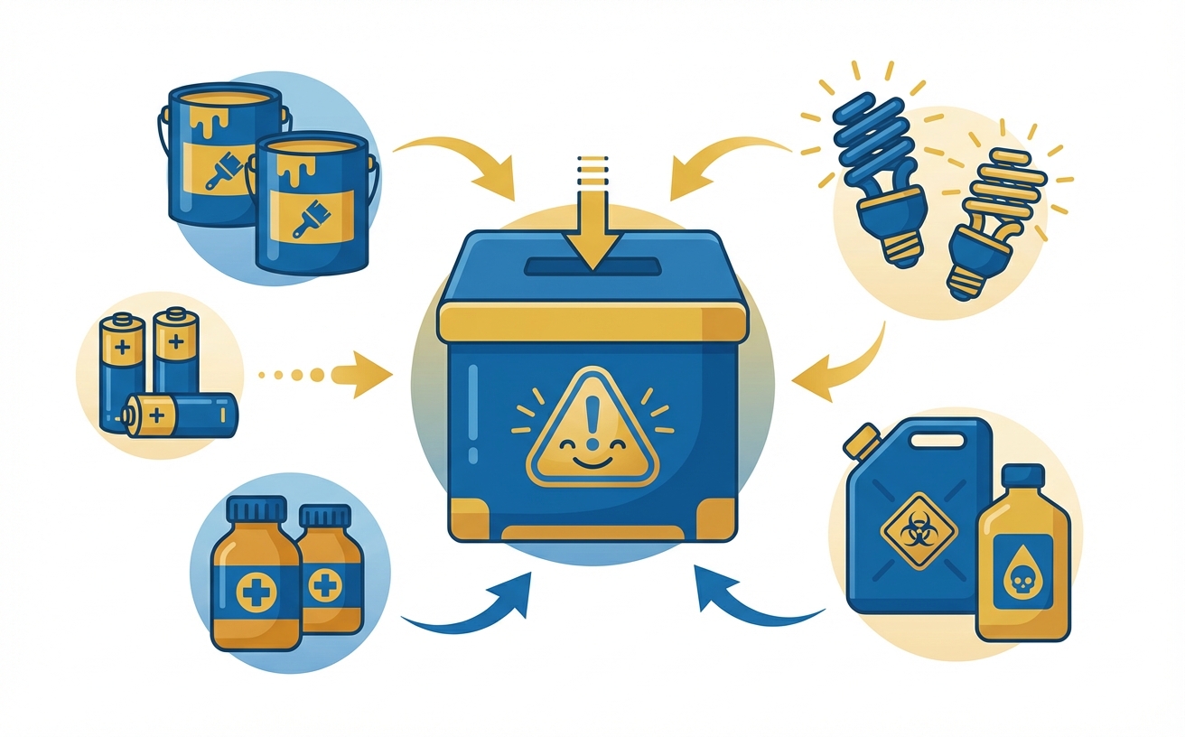 Punkt Zbiórki Odpadów Niebezpiecznych (PZON) — farby, baterie, leki, świetlówki, chemikalia